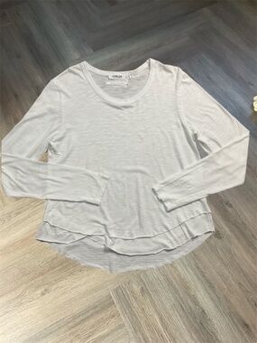 CHRLDR  Ava Long Sleeve Mock Layer T-Shirt Long Sleeve Womens Medium White Boho